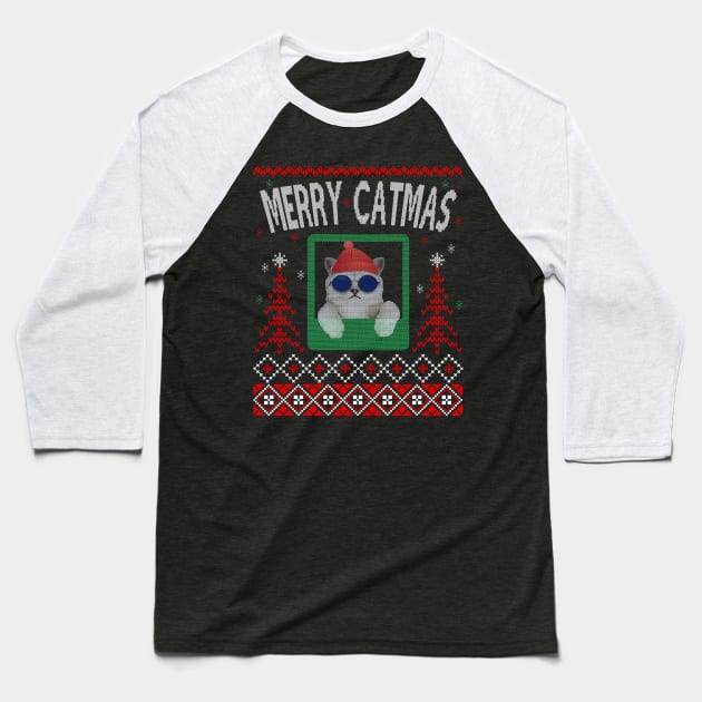 Merry catmas Baseball T-Shirt by MZeeDesigns